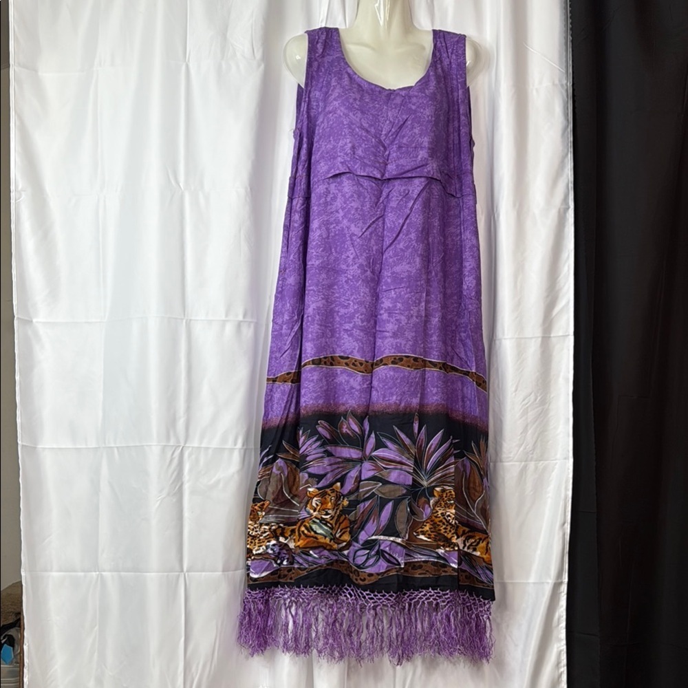 Magic Purple and Gold Embellished Maxi Sundress